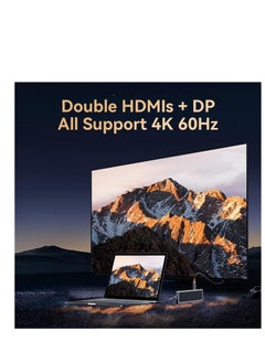 KASTWAVE موزع USB C، محطة إرساء USB C للكمبيوتر المحمول ثلاثية العرض، قاعدة USB C 12 في 1 مع منفذ HDMI مزدوج، VGA، PD3.0، فتحة بطاقة SD TF، 4 منافذ USB، محول شاشة مزدوجة متوافق مع MacBook وWindows  - Image 4