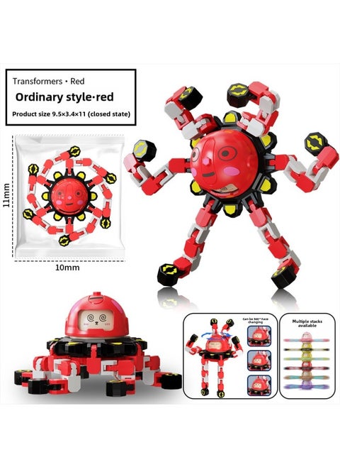 Trembling Fingertips Mechanical Face-changing Gyro Decompression Children's Mechanical Deforming Gyro Luminous Finger Spiral Fingertips-Color:Opp Bag-ordinary Red