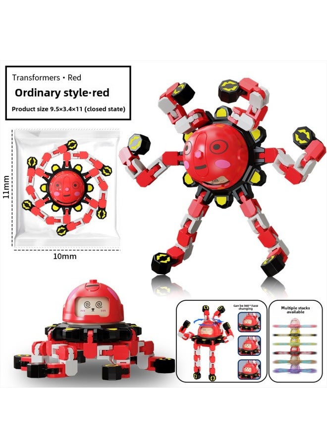 Trembling Fingertips Mechanical Face-changing Gyro Decompression Children's Mechanical Deforming Gyro Luminous Finger Spiral Fingertips-Color:Opp Bag-ordinary Red