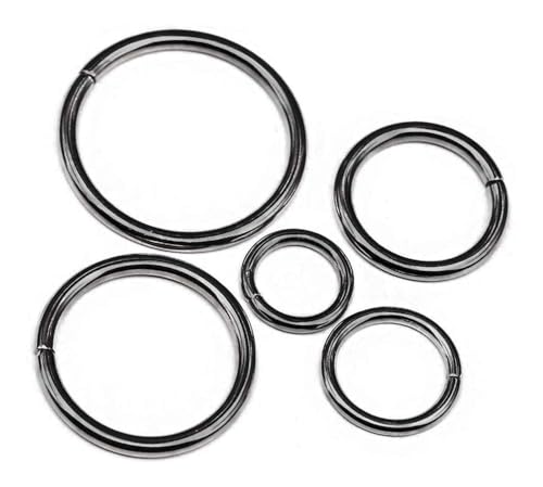 Swpeet 50Pcs 5 Sizes 32 34 1 35 54 MultiPurpose Metal O Ring Metal Rings for Belts Hardware Bags Keychain Hand DIY GunBlack - Image 1