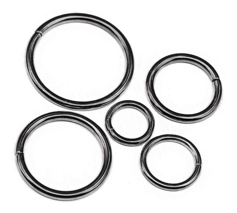 Swpeet 50Pcs 5 Sizes 32 34 1 35 54 MultiPurpose Metal O Ring Metal Rings for Belts Hardware Bags Keychain Hand DIY GunBlack - Image 2