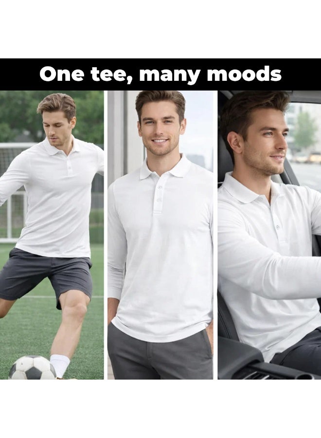 PRINTSHOP4ME Men’s Long Sleeve Polo T Shirt Pack Of 3 | Cotton Collared Polo Tees | Casual Tees For Office Work,Travel,Outdoor Activities And Everyday Use - Image 4