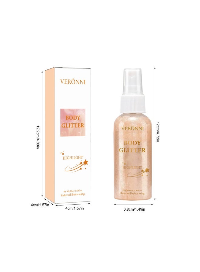 VERONNI 4-bottle VERONNI Waterproof Sulphur Glow Spray Long-Lasting Contouring Liquid Highlighter for Face and Body (80ml x 4) - Image 5