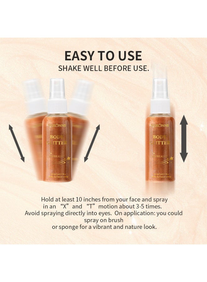 VERONNI 4-bottle VERONNI Waterproof Sulphur Glow Spray Long-Lasting Contouring Liquid Highlighter for Face and Body (80ml x 4) - Image 4