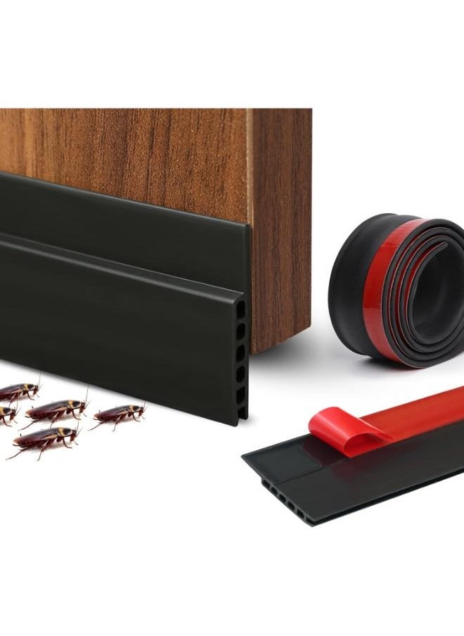 Eoptify Black Door Draft Stopper: 1 Meter x 2" W Door Seal Strip for Exterior and Interior Doors. Acts as a noise-proof under-door gap filler, keeping out drafts effectively  - Image 1