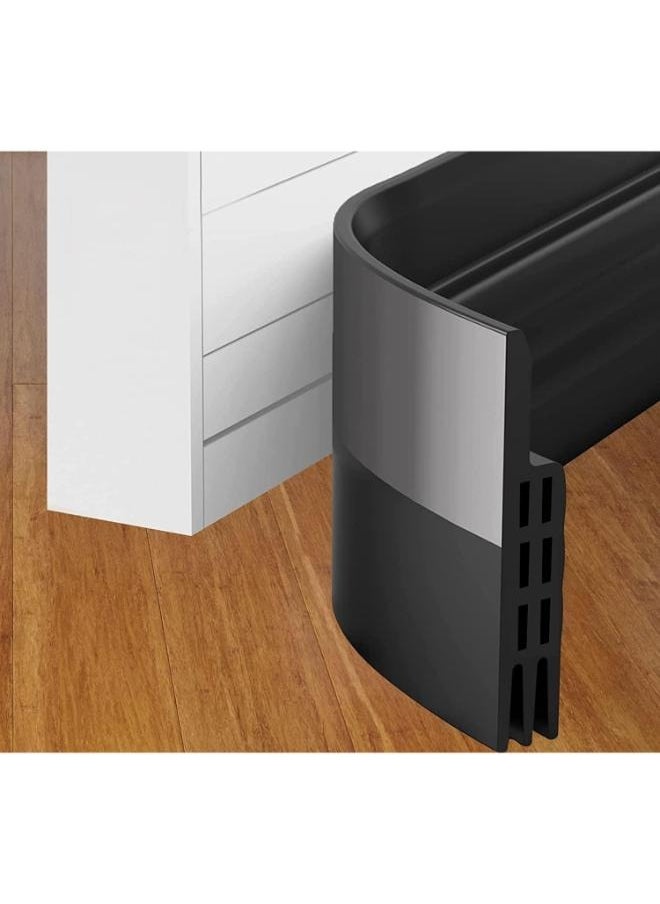 Eoptify Black Door Draft Stopper: 1 Meter x 2" W Door Seal Strip for Exterior and Interior Doors. Acts as a noise-proof under-door gap filler, keeping out drafts effectively  - Image 2