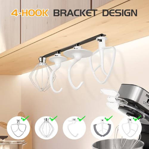 Tanggiteck 100 Metal Stand Mixer Attachment Holder Premium HeavyDuty Organizer with 4 Hooks for Storage and Organizing Your 45qt 5qt Kitchen Aid Attachments - Image 3