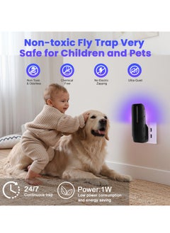 Necomi Fly Trap Indoor, Plug in Flying Insect Trap for Fruit Fly, Gnat, Moth, UV Mosquito Bug Trap Catcher with Night Light, Noiseless and Easy to Use, Ideal for House Bedroom Kitchen(1 Device+ 5 Refills)  - Image 2