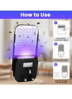 Necomi Fly Trap Indoor, Plug in Flying Insect Trap for Fruit Fly, Gnat, Moth, UV Mosquito Bug Trap Catcher with Night Light, Noiseless and Easy to Use, Ideal for House Bedroom Kitchen(1 Device+ 5 Refills)  - Image 5