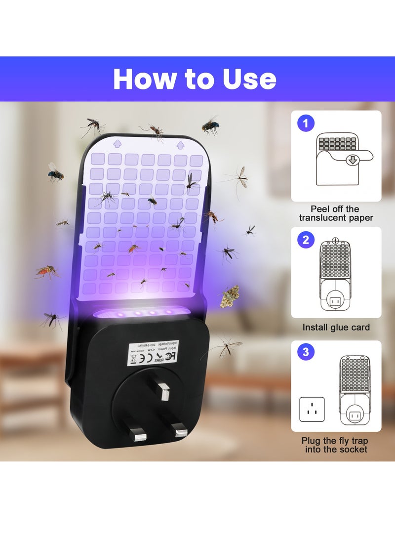 نكومي مصيدة ذباب داخلية، مصيدة حشرات طائرة تعمل بالقابس لذباب الفاكهة والبعوض والعثة، مصيدة حشرات البعوض بالأشعة فوق البنفسجية مع ضوء ليلي، بدون ضوضاء وسهلة الاستخدام، مثالية للمنزل وغرفة النوم والمطبخ (جهاز واحد + 5 عبوات إعادة تعبئة) - Image 5