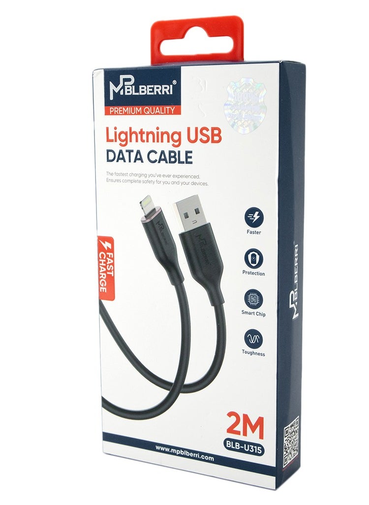 mpBLBERRI Lightning USB Data Cable 2 Meter | mpBLBERRI BLB-U315  - Image 3