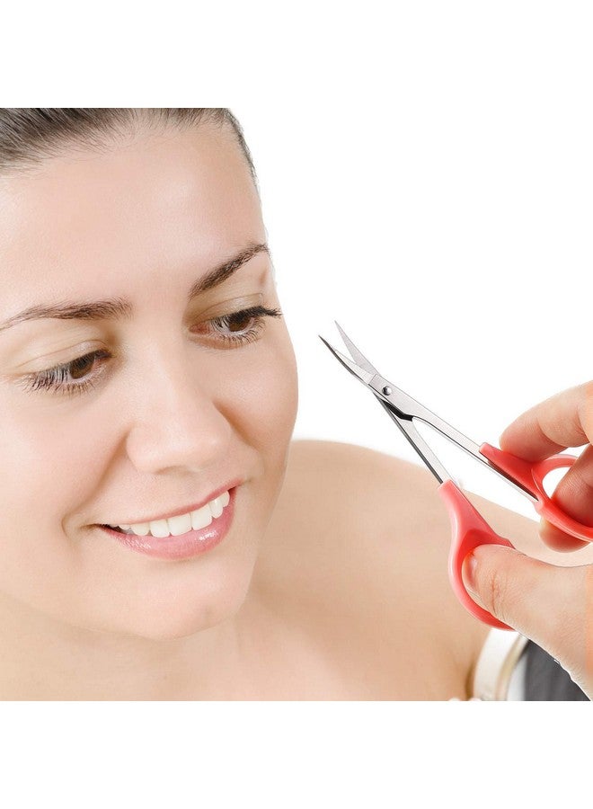 Mudder عبوة 2 من مقصات الحرف المنحنية مقصات صغيرة مقصات تجميل للحواجب مقصات تقليم من الفولاذ المقاوم للصدأ للحواجب وامتدادات الرموش وشعر الوجه والأنف (4 بوصة) - Image 3