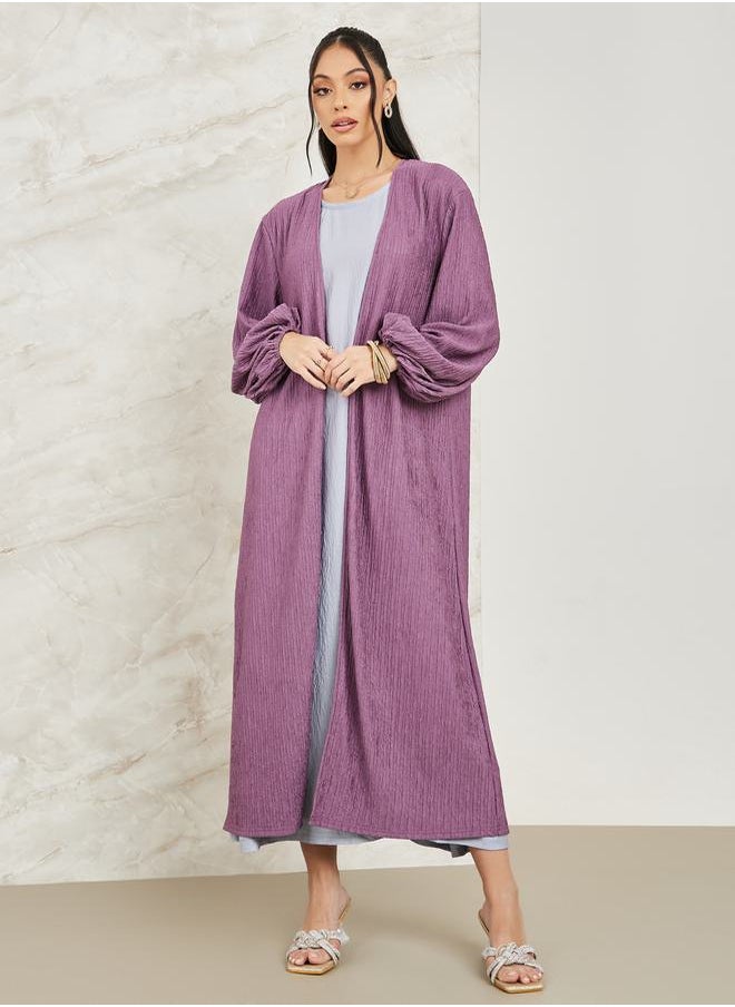 Styli - Textured Midi Kimono with Balloon Sleeves - Image 1