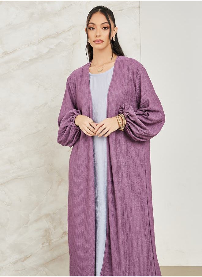 Styli - Textured Midi Kimono with Balloon Sleeves - Image 1