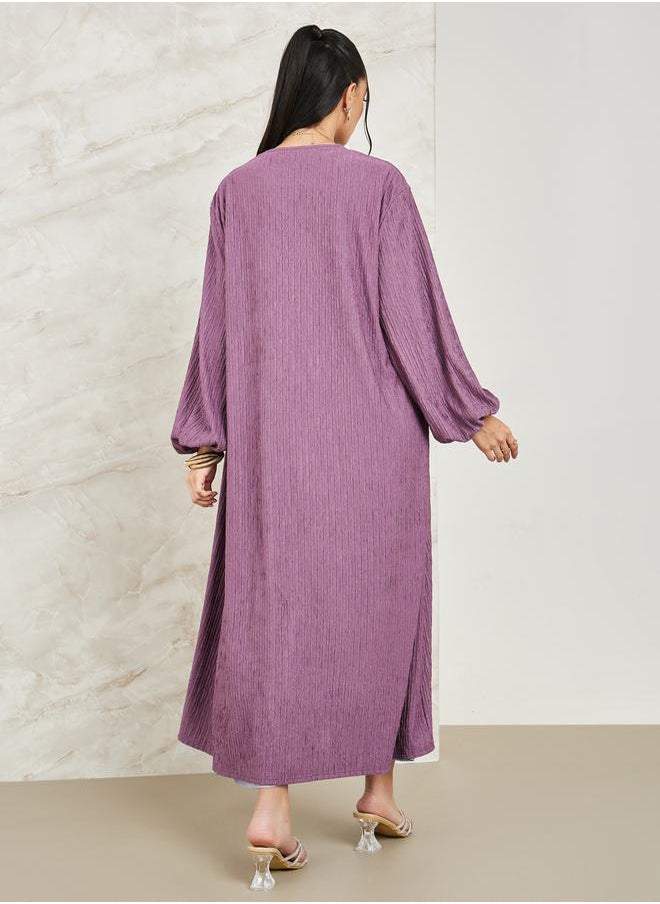 Styli - Textured Midi Kimono with Balloon Sleeves - Image 1