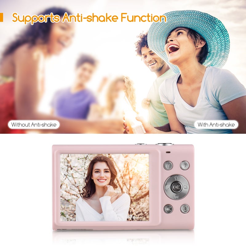 Kids Digital Camera: Pink 2.88 Inch IPS Screen - 2.7K Video 48MP Photo 16X Digital Zoom Compact Camera for Kids and Teens - Image 4