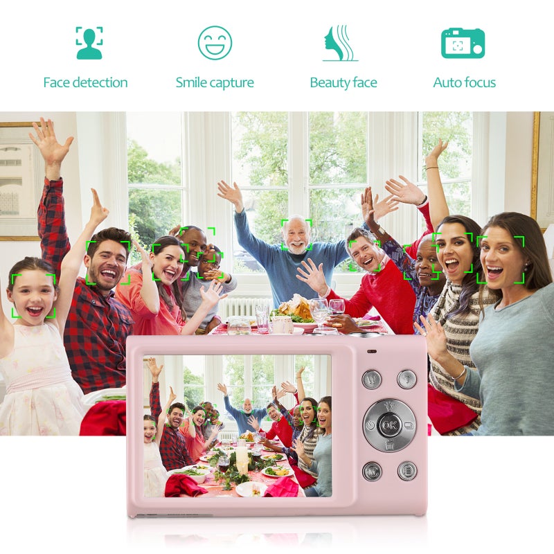 Kids Digital Camera: Pink 2.88 Inch IPS Screen - 2.7K Video 48MP Photo 16X Digital Zoom Compact Camera for Kids and Teens - Image 5