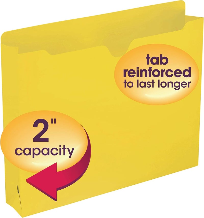 Smead Smead File Jacket Reinforced StraightCut Tab 2 Expansion Letter Size Yellow 50 per Box 75571 - Image 2