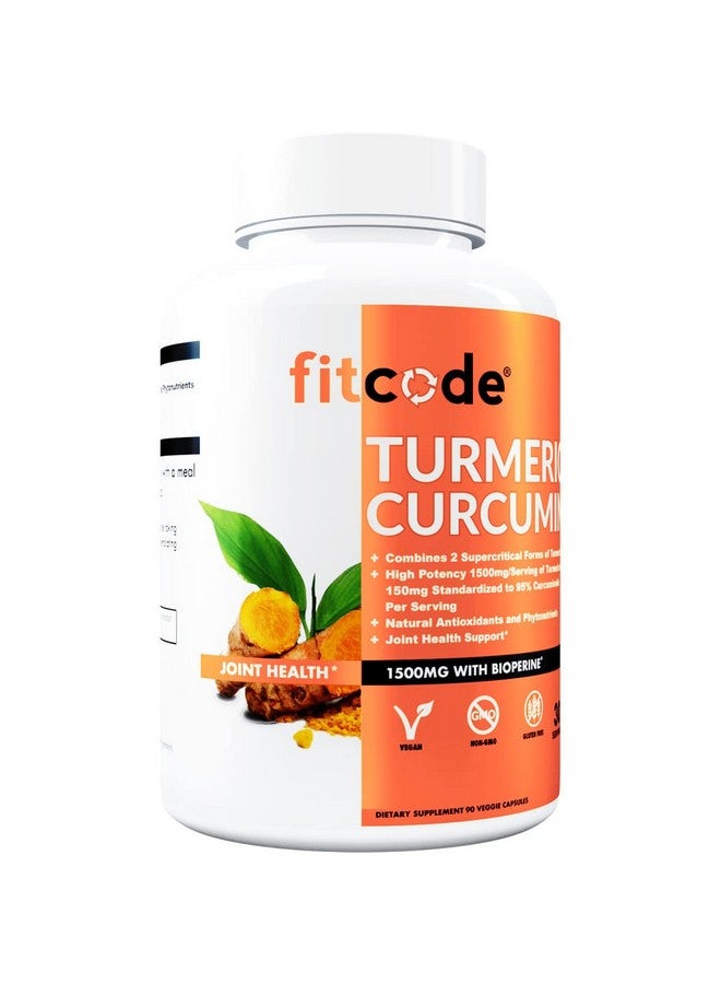 fitcode Turmeric Curcumin With 95% Curcuminoids Highest Potency Non Gmo Gluten Free 1500Mg Of Ultra Pure Turmeric Curcumin With Bioperine For Enhanced Absorption 30 Serving Veggie Capsules - Image 2