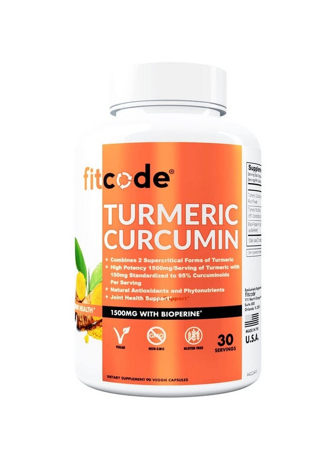 fitcode Turmeric Curcumin With 95% Curcuminoids Highest Potency Non Gmo Gluten Free 1500Mg Of Ultra Pure Turmeric Curcumin With Bioperine For Enhanced Absorption 30 Serving Veggie Capsules - Image 3
