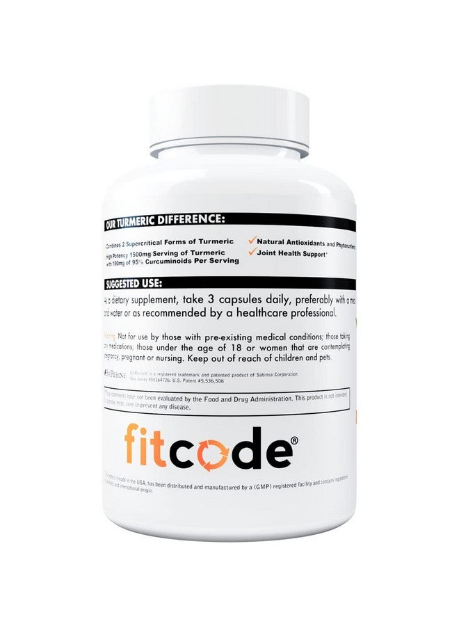 fitcode Turmeric Curcumin With 95% Curcuminoids Highest Potency Non Gmo Gluten Free 1500Mg Of Ultra Pure Turmeric Curcumin With Bioperine For Enhanced Absorption 30 Serving Veggie Capsules - Image 5