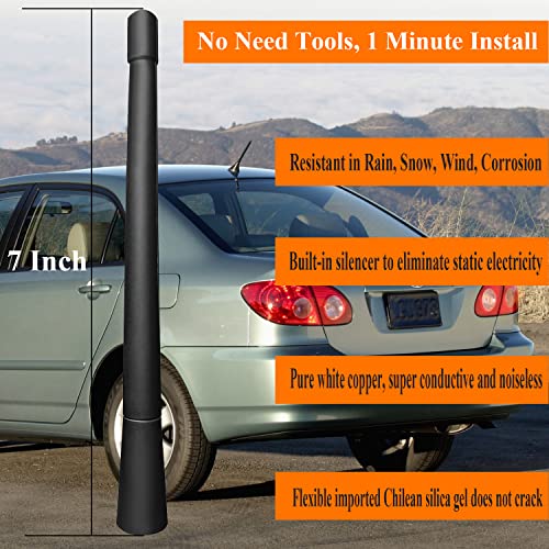 RooFox 7 Inch Antenna for Toyota Corolla (2003-2008), Toyota Corolla Antenna, Flexible Rubber Antenna Mast Replacement - Image 2