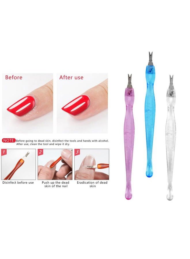 Luxxii (3 Pack) Color Practical Nail Art Tools Pedicure Cuticle Trimmer Remover Pusher Dead Skin Callus Removal Fork - Image 2