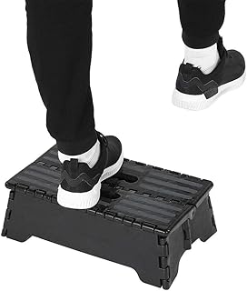 Estink Folding Step Stool, Plastic Portable Black Step Ladder One Step Ladder Lightweight Step Chair Ladder for Elderly - Image 1