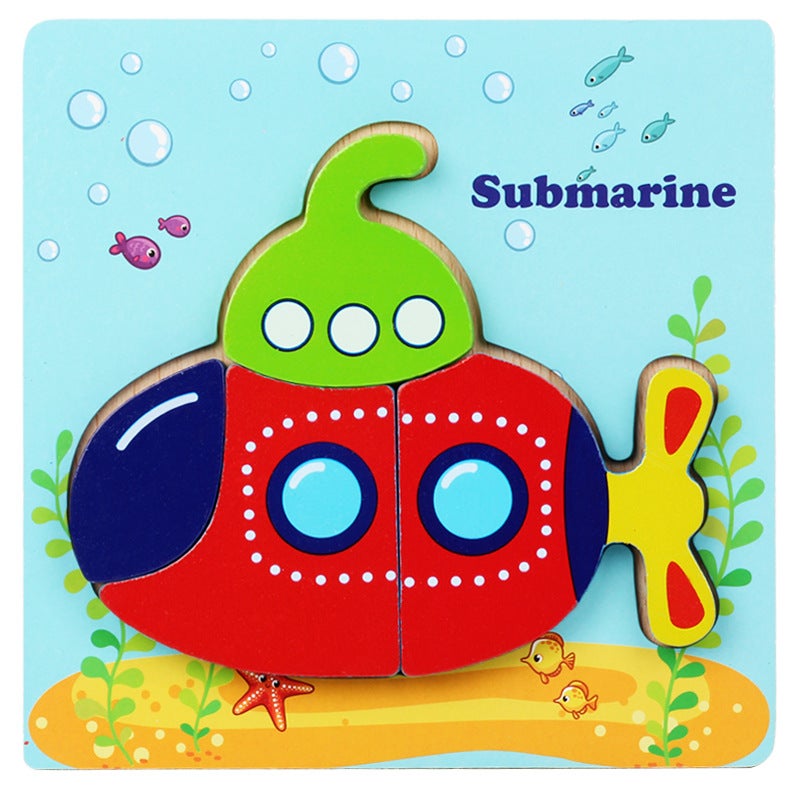 Baby Puzzle 1-2-3 Years Old 6 Wooden 3D Stereo Infant And Toddler Intellectual Development Boys And Girls Early Education Toys Cartoon - Image 1