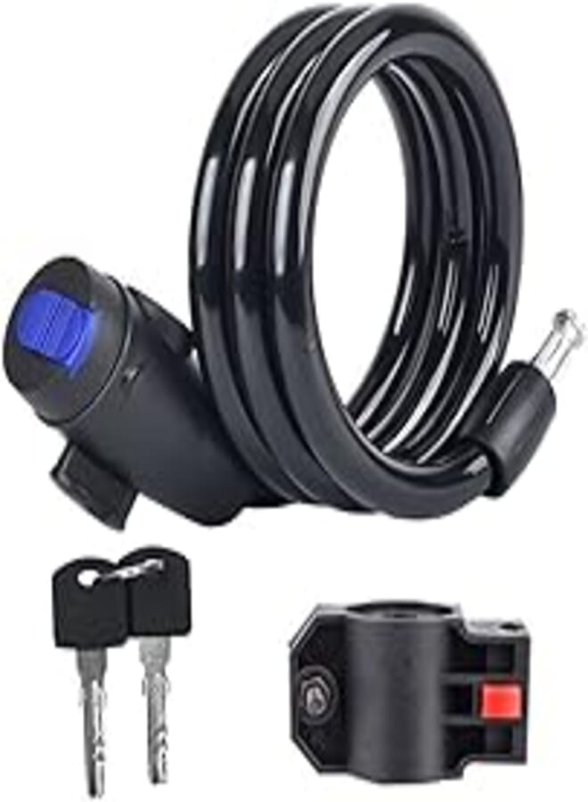 HALAMODO Bicycle Locks,120CM Cable-locked mountain bikes General-purpose key anti-theft lock Bicycle Electric locks Accessories-Black