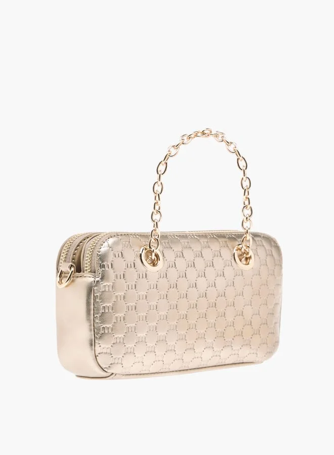 ميسي Women Logo Embossed Crossbody Bag with Detachable Strap and Zip Closure