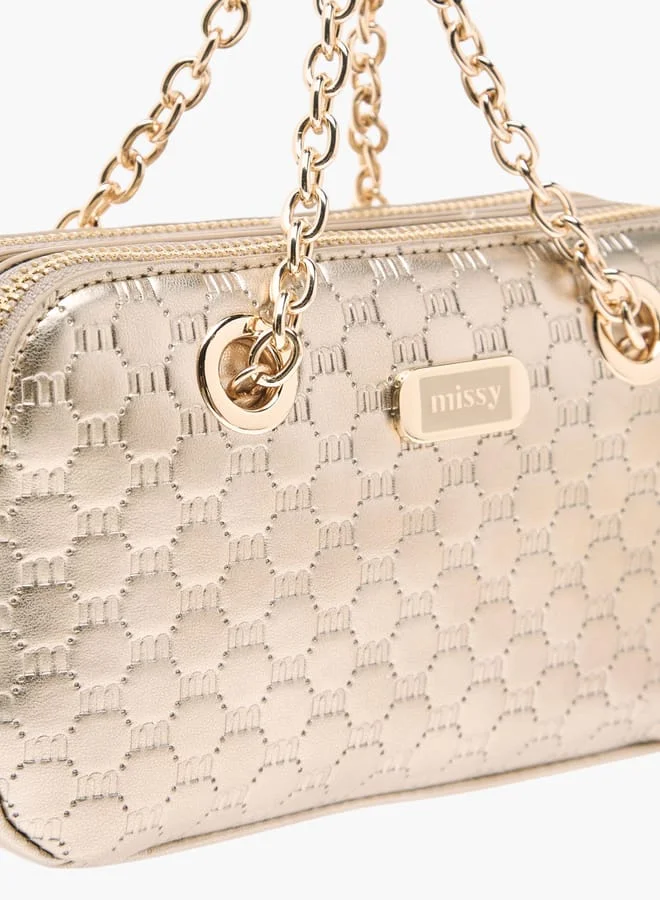 ميسي Women Logo Embossed Crossbody Bag with Detachable Strap and Zip Closure