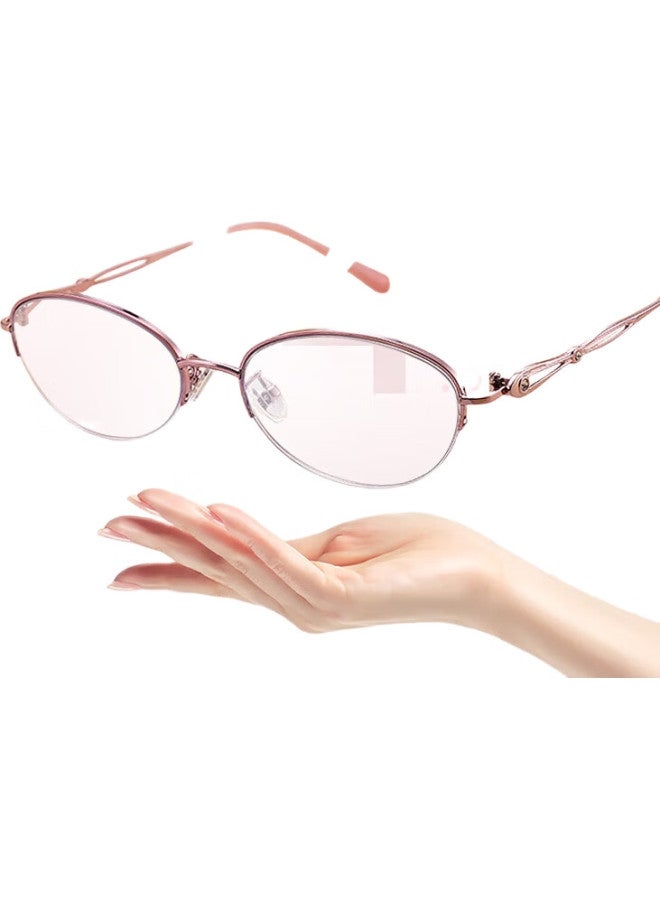 BORSIYZOL Women'S High Definition Anti-Blue Light Half-Frame Glasses 8017 Rose Gold Pink +1.50 Magnification - Image 1