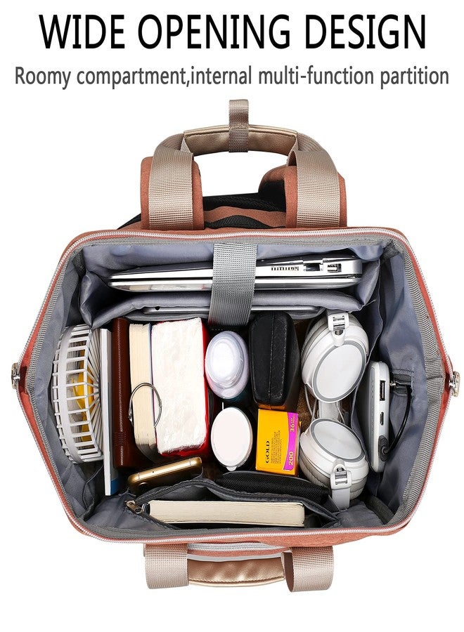 FALANKO Laptop Backpack for Women,15.6 inch Teacher Nurse School Waterproof Backpack,Large Womens Computer Backpack with Laptop Compartment,USD Charging Port,RFID Anti Theft Shoulder Orange Bags - Image 4
