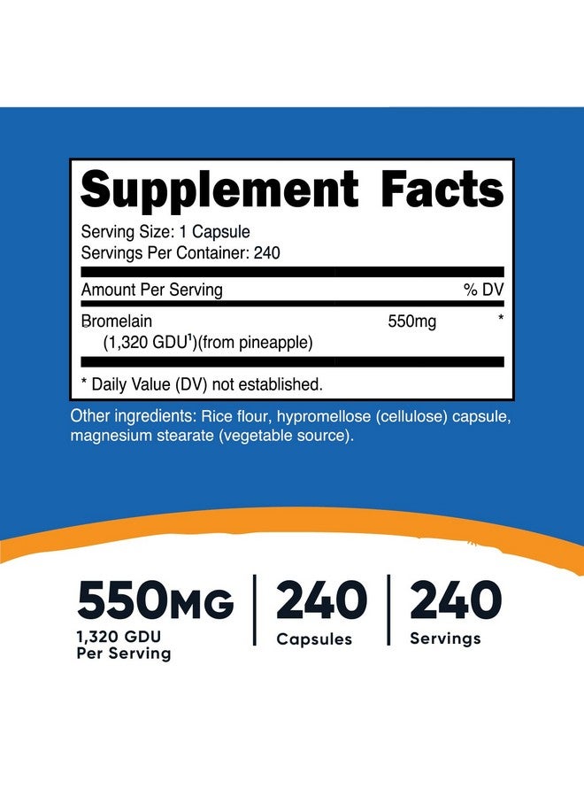 Nutricost Bromelain Capsules (240 Capsules) - 550 MG Per Serving, Vegan, Non-GMO, GMP Compliant - Image 2