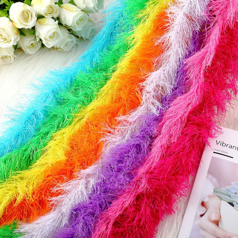 Jexine 8 Pcs Feather Boas Bulk Artificial Fluffy Boas Decor for Wedding Costume Dress Tea Party Supplies(5 Ft,Multi Color) - Image 4
