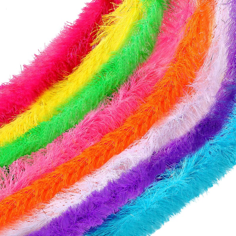 Jexine 8 Pcs Feather Boas Bulk Artificial Fluffy Boas Decor for Wedding Costume Dress Tea Party Supplies(5 Ft,Multi Color) - Image 1