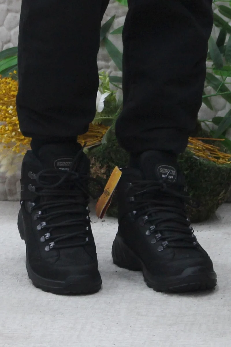 سكوتر M4107 Black Anatomical Original Product Genuine Leather Waterproof Men's Boots