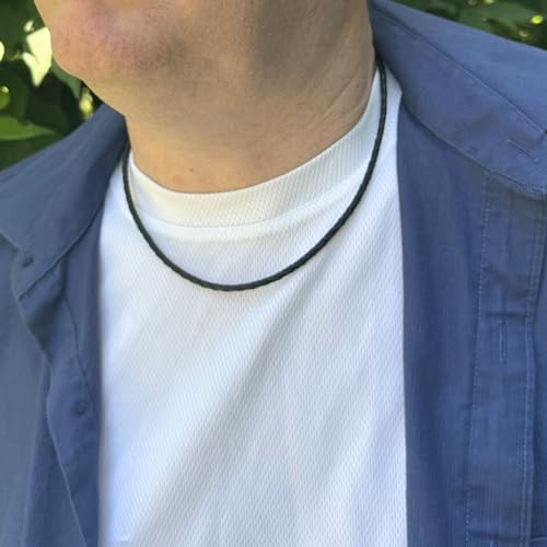 Loralyn Designs 24 Inch Men's Black Braided Leather Necklace Cord (3mm) Stainless Steel Lobster Clasp - Image 3