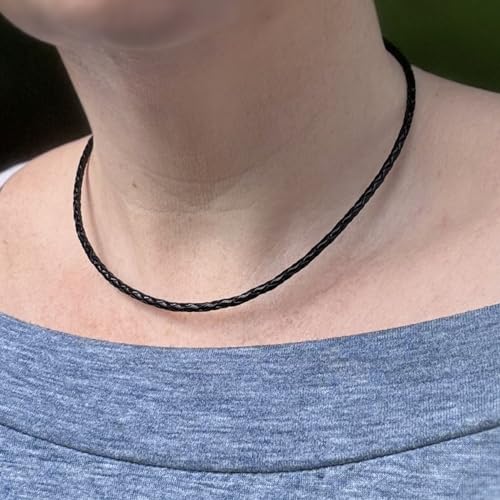Loralyn Designs 24 Inch Men's Black Braided Leather Necklace Cord (3mm) Stainless Steel Lobster Clasp - Image 5