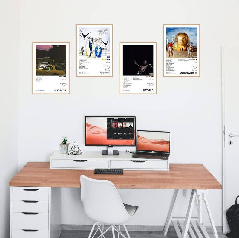 CodersParadise عبوة ورقية من 6 - ملصقات جدارية لألبوم موسيقى ترافيس سكوت 8X12 بوصة (حجم A4) مع نقاط لاصقة مرفقة لتزيين الجدران وفن الجدران لغرفة النوم، غرفة المعيشة، المكتب - Image 4