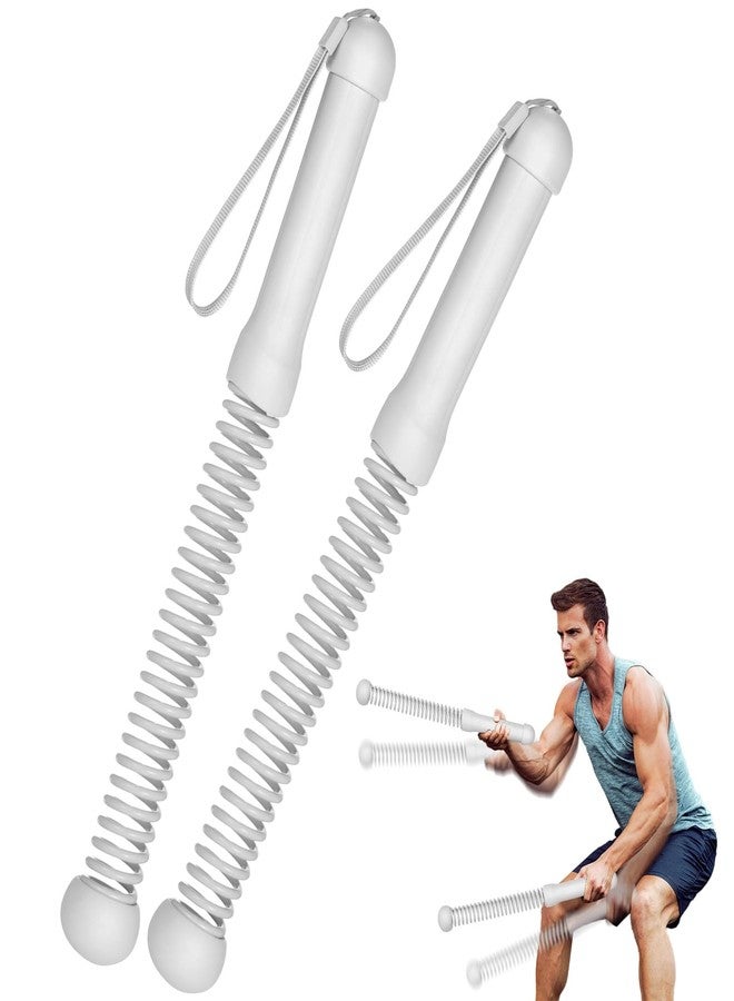 NIMBLOOM 2 Pcs Ropeless Battle Ropes, 16.9 in Weighted Cordless Training Rope, Workout Ropes for Home Gym, Metal Frame with Anti-Slip Handle, Elastic Spring, Full Body Training - Image 1