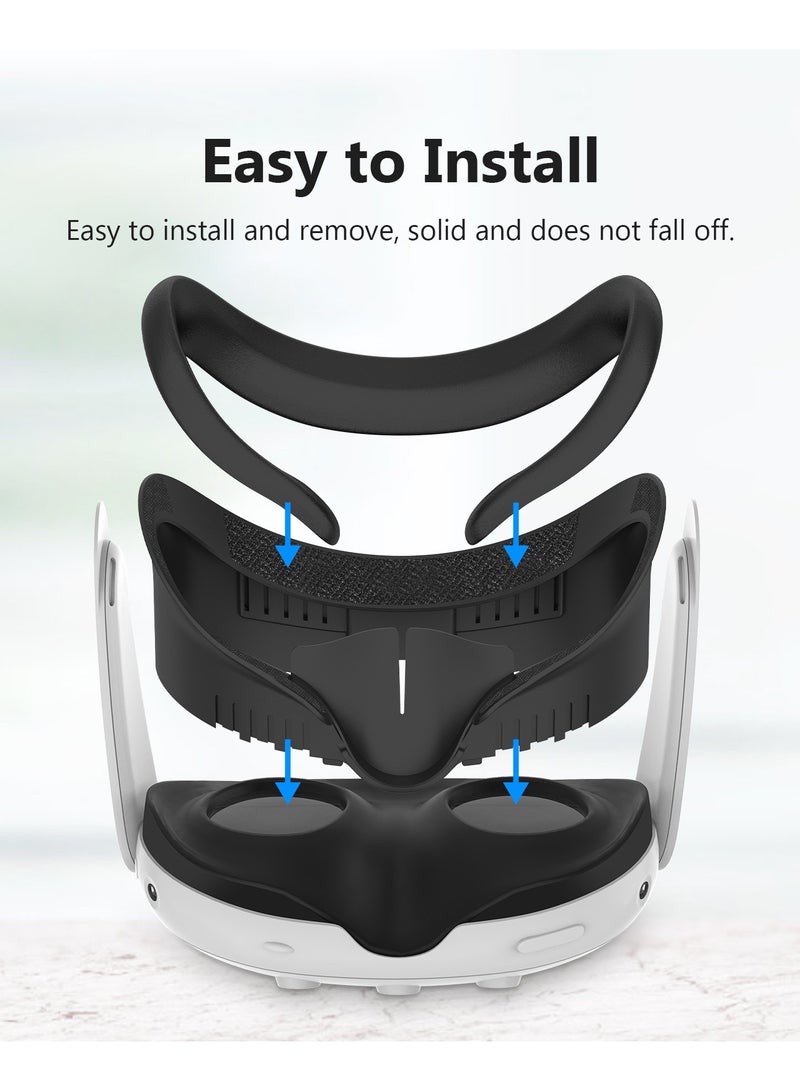 Applicable Meta Quest3 Replacement Mask Thickened and Widened ABS + PU Spare Mask VR Accessories (Black) - Image 3