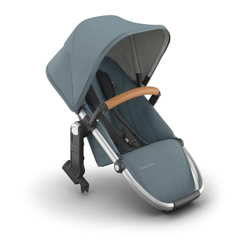 UPPAbaby RumbleSeat V3 Second Lower Seat  Compatible with Vista V2 and Vista V3  AllWeather Seat  Magnetic Buckle  Adapters Included  Callum Stone BlueSilver FrameSand Leather - Image 1