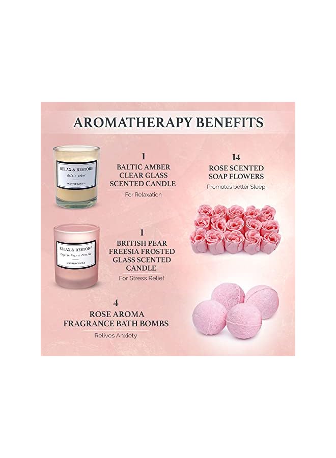 The Bros Scented Candles Bath Bombs Set, Gifts for Women, Birthday Gift for Her, 20pcs Set With Rose Scented Soap Flowers - Image 5