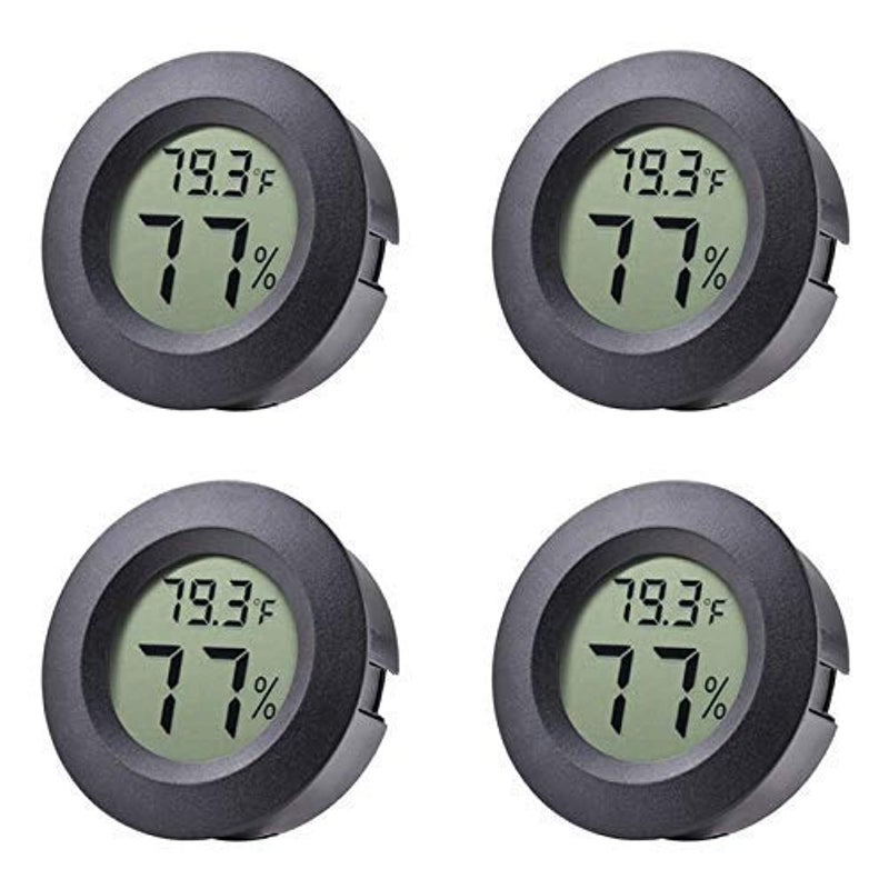 Veanic 4-pack Mini Hygrometer Thermometer Fahrenheit Indoor Room Round Humidity Temperature Gauge for 3D Printer Home Jars Reptile Incubator Guitar Case - Image 1