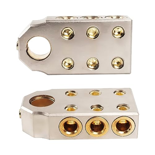 DHYANAOM Pair of Battery Terminals (+/-) Battery Post Compatible Connectors (6) 1/0 Gauge AWG Lead-Acid Battery Terminals Clamps for Car Marine Boat Audio - Image 2