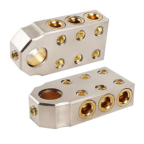 DHYANAOM Pair of Battery Terminals (+/-) Battery Post Compatible Connectors (6) 1/0 Gauge AWG Lead-Acid Battery Terminals Clamps for Car Marine Boat Audio - Image 1