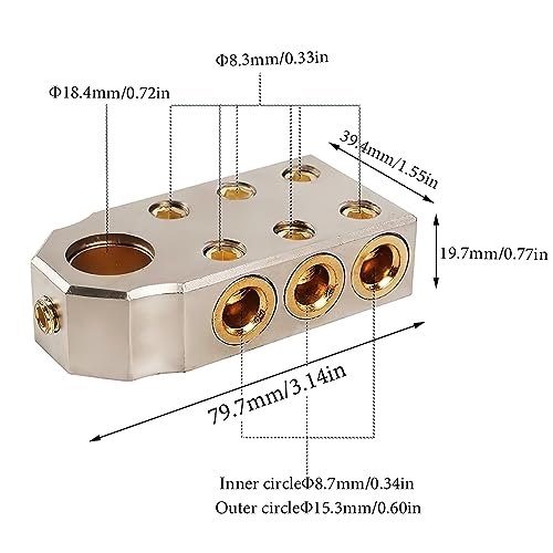 DHYANAOM Pair of Battery Terminals (+/-) Battery Post Compatible Connectors (6) 1/0 Gauge AWG Lead-Acid Battery Terminals Clamps for Car Marine Boat Audio - Image 3