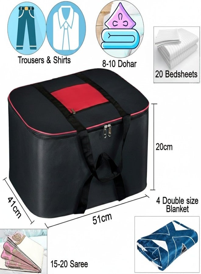 SUBETE Moisture Proof Foldable Underbed Storage Bag for Clothes | Large Wardrobe Organizer for Blankets, Sarees, Quilts & Seasonal Wear | Dust Proof Cloth Storage Bag (2-PACK) - Image 2